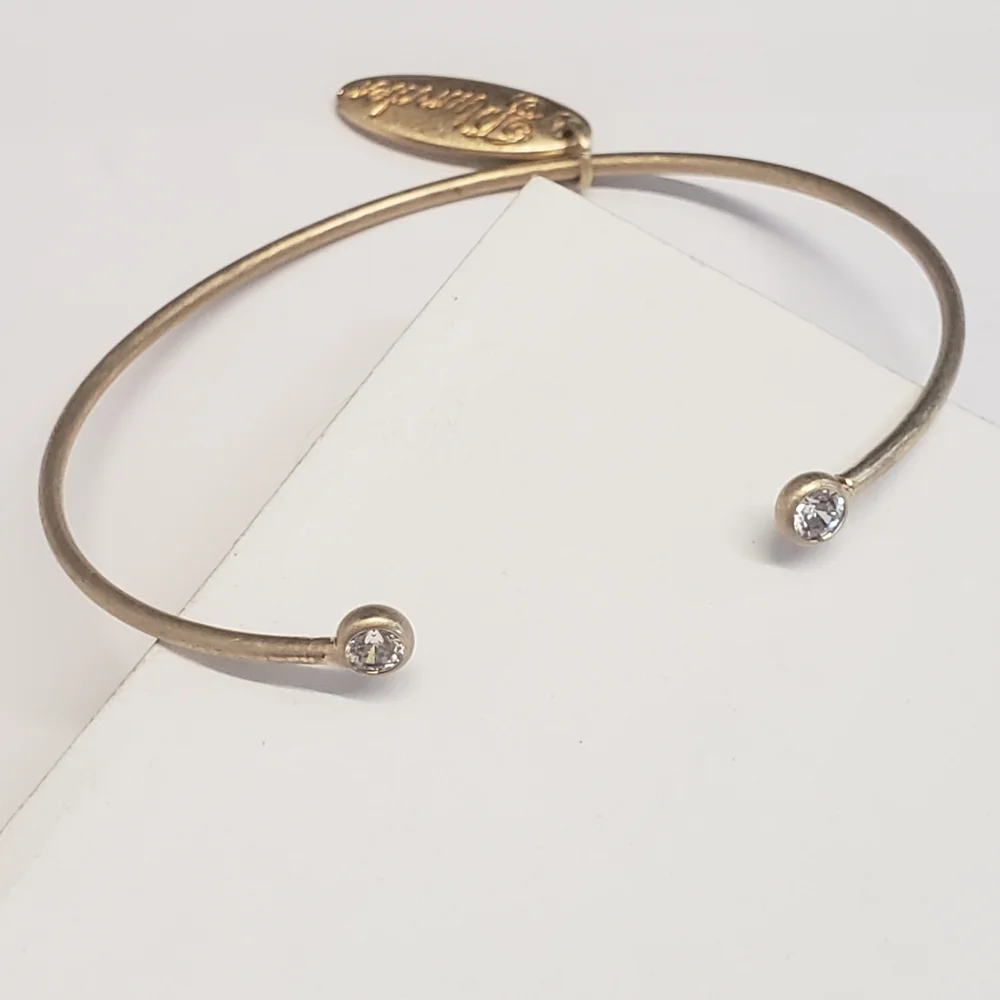 Plunder Gold Tone Crystal End Cuff Bracelet